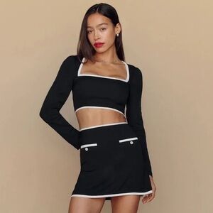 Reformation Black and White Skirt Set